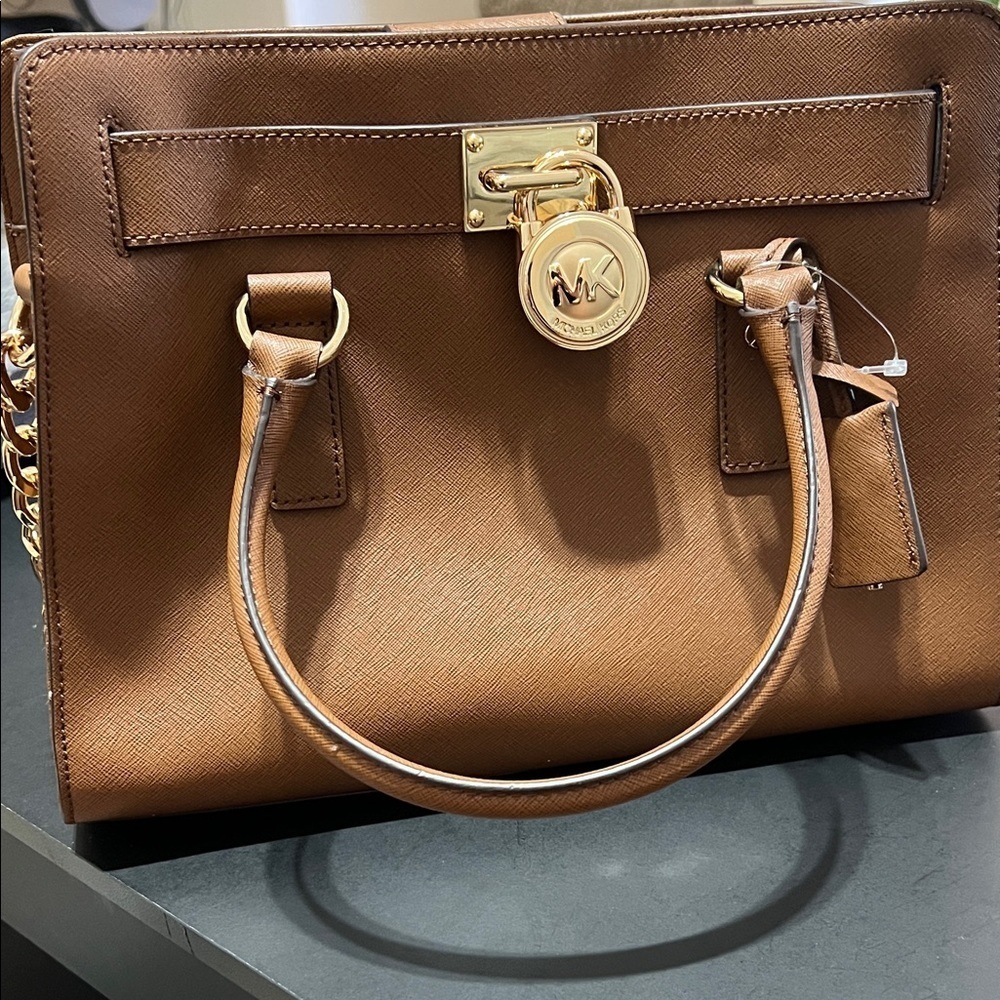 Michael Kors Brown Hamilton Satchel with Gold Accents - Picture 2 of 10